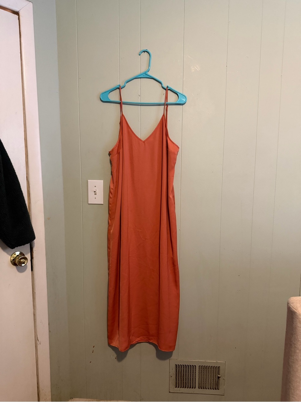 a new day Rust Slip Midi Dress with V-Neck Like New never been worn